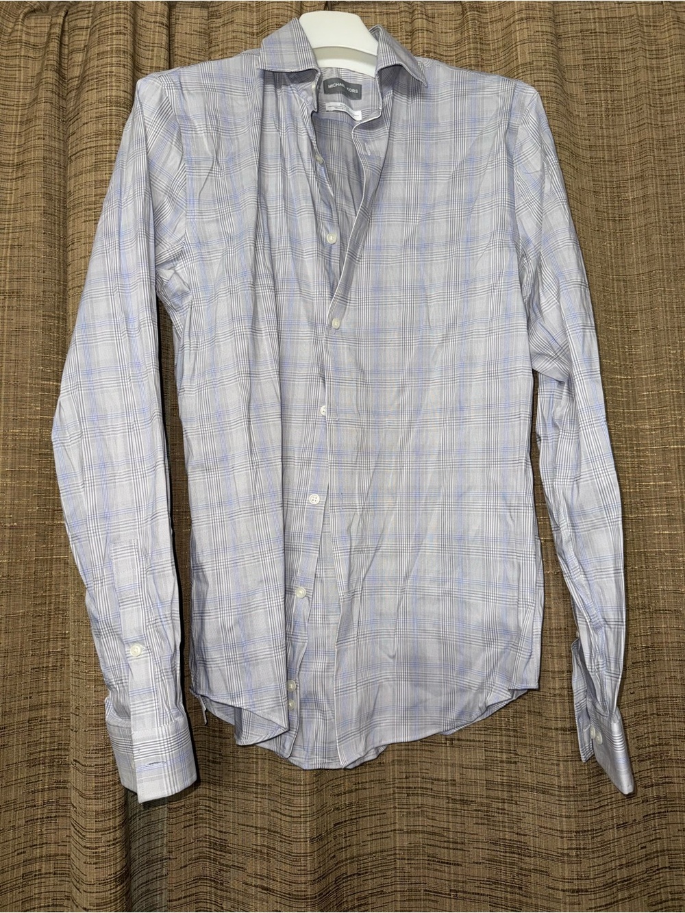 Michael Kors Light Blue Plaid Dress Shirt